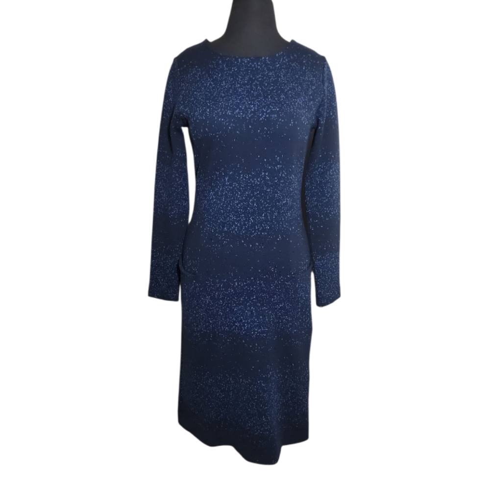 Didi pretty different blue black long sleeve scoop neck dress size 34